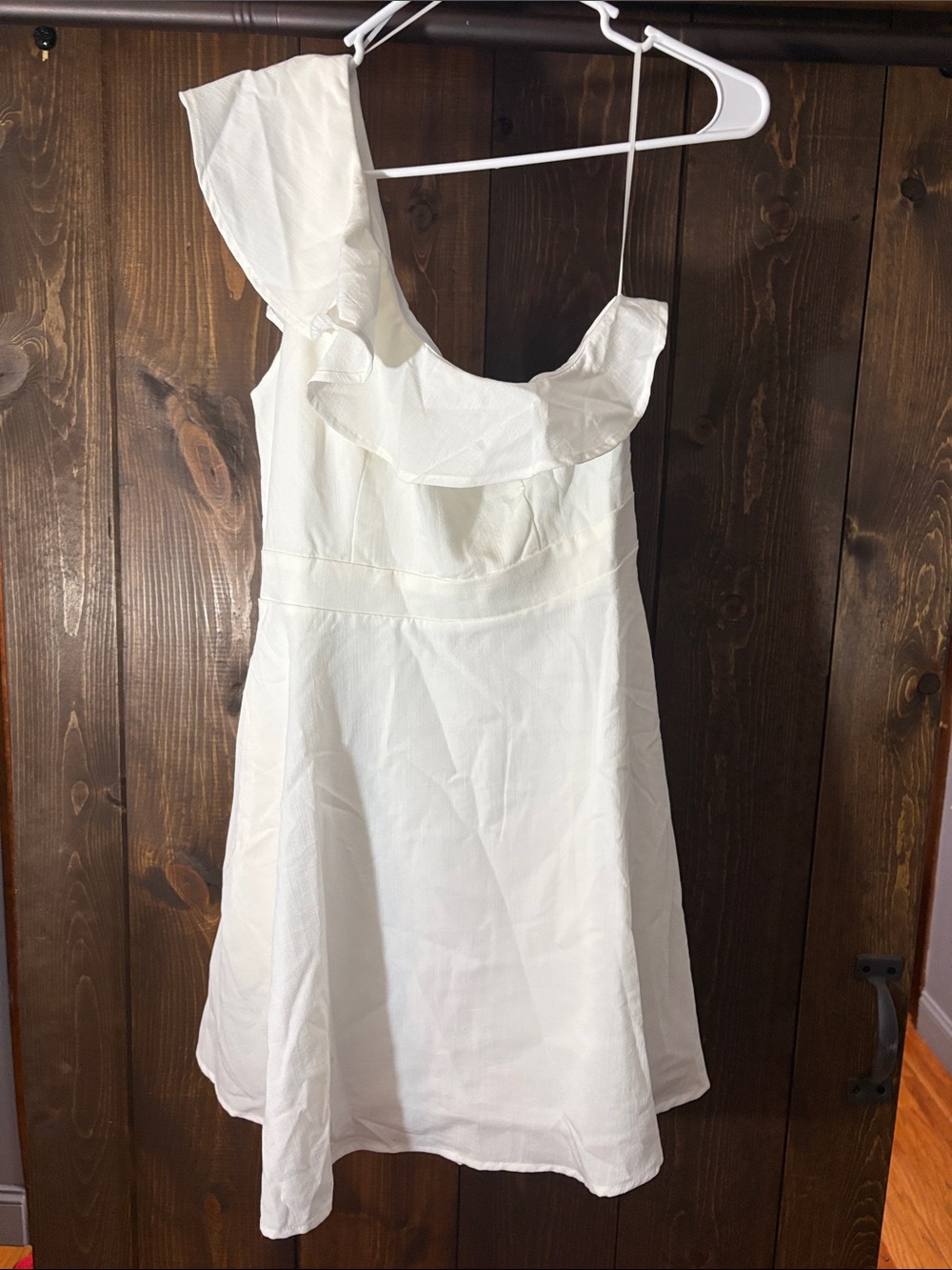 NEW Francesca’s White One-Shoulder Ruffle - Dress – Size Medium – NWT $56